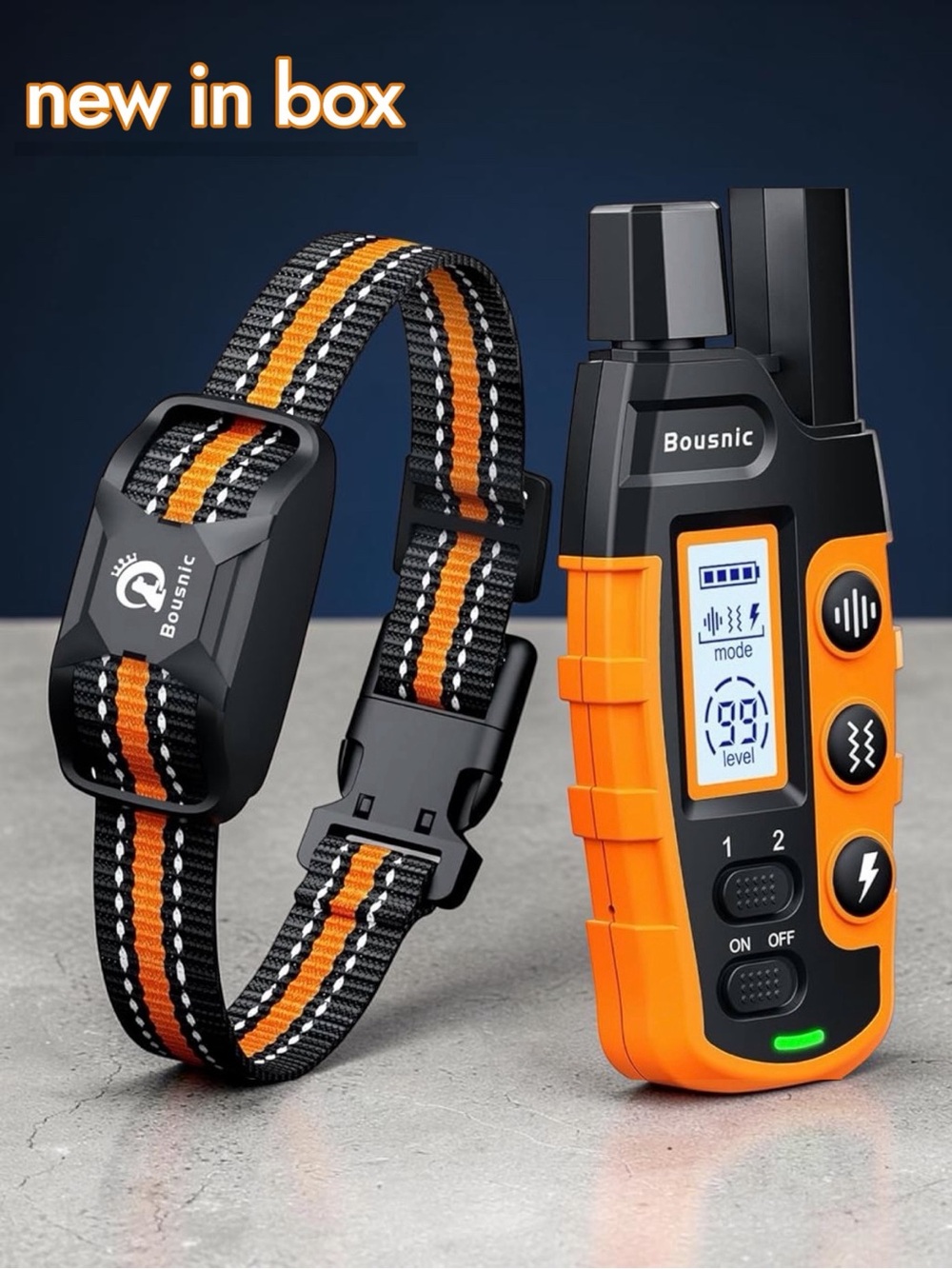 🐶 Bousnic Dog Training Collar with Remote – 3300 ft Range (Orange)